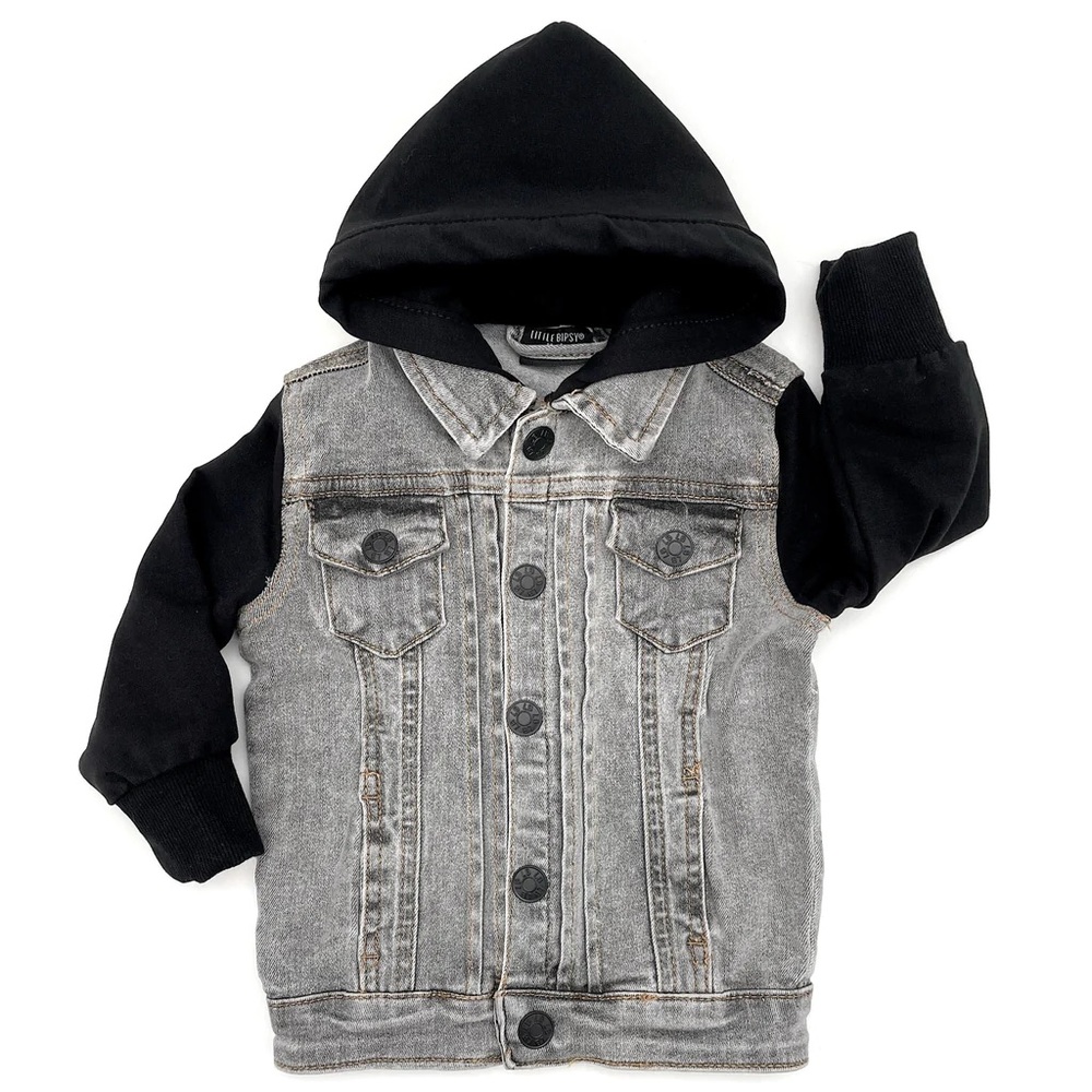 Little Bipsy Grey Denim Hooded Jacket